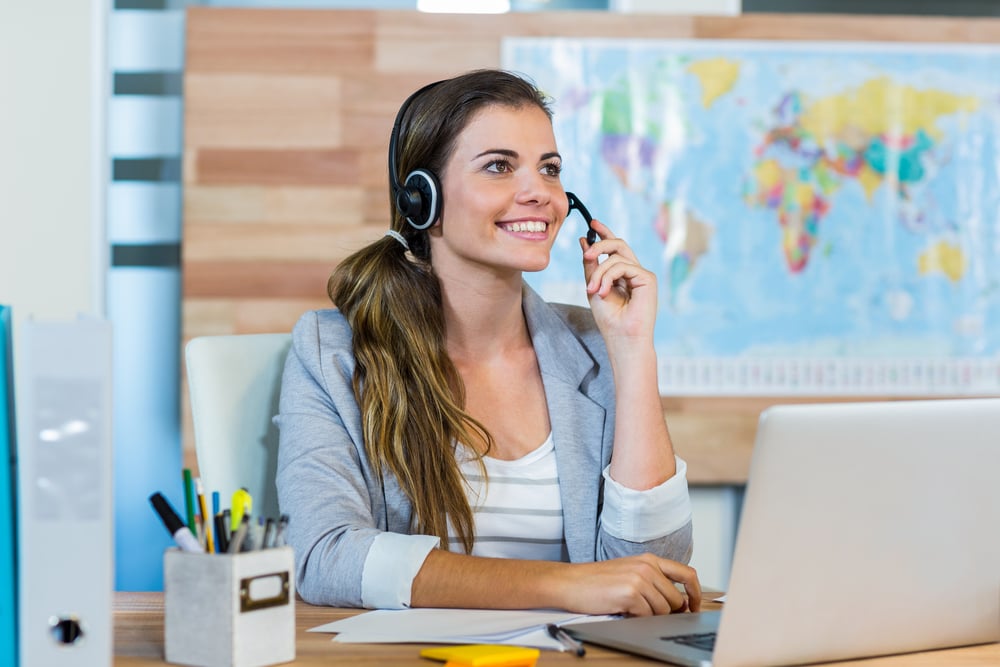 Sales agent speaking to customer