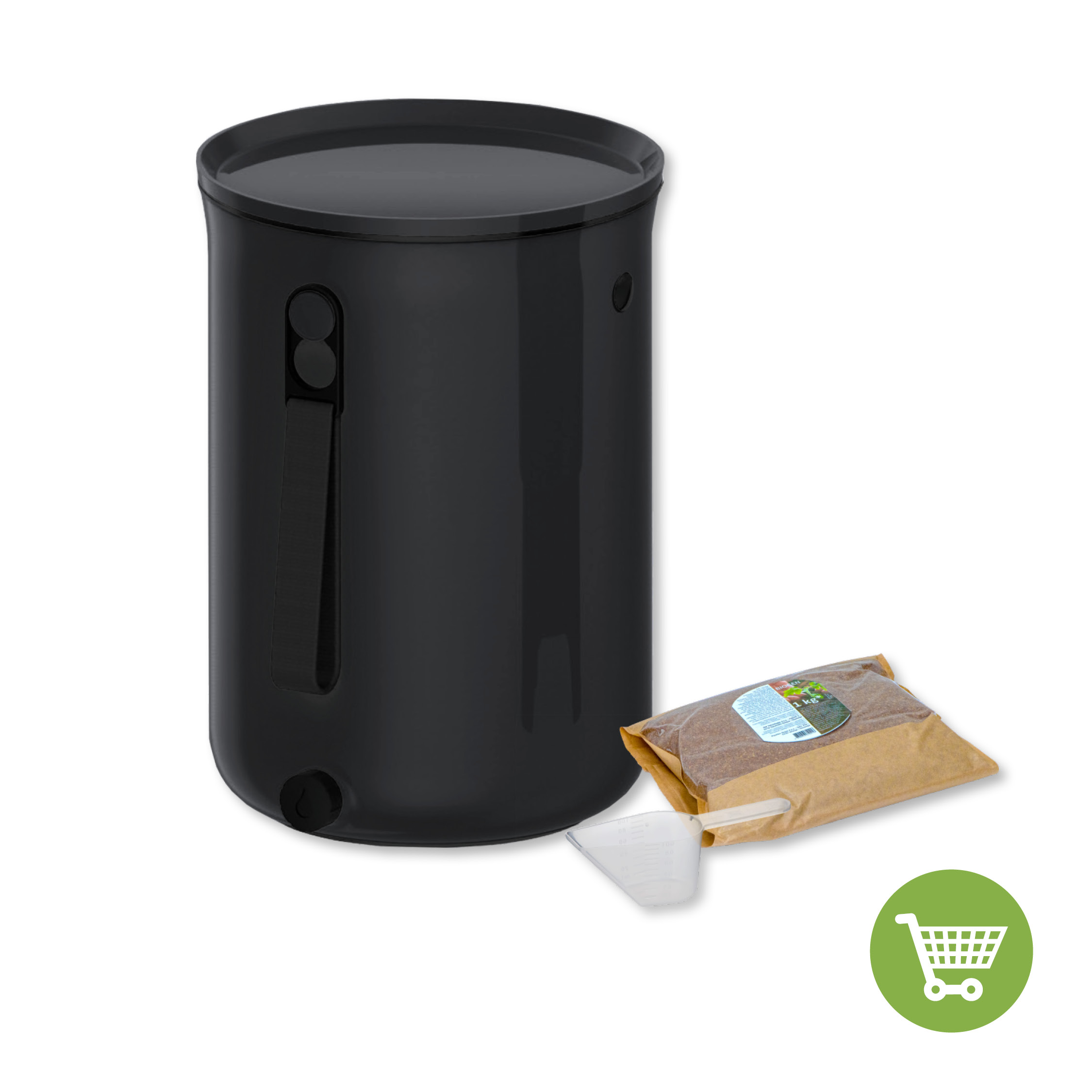 Skaza Bokashi Organko 2 Ocean kompostnik (9,6 L) + posip 1 kg, Črn
