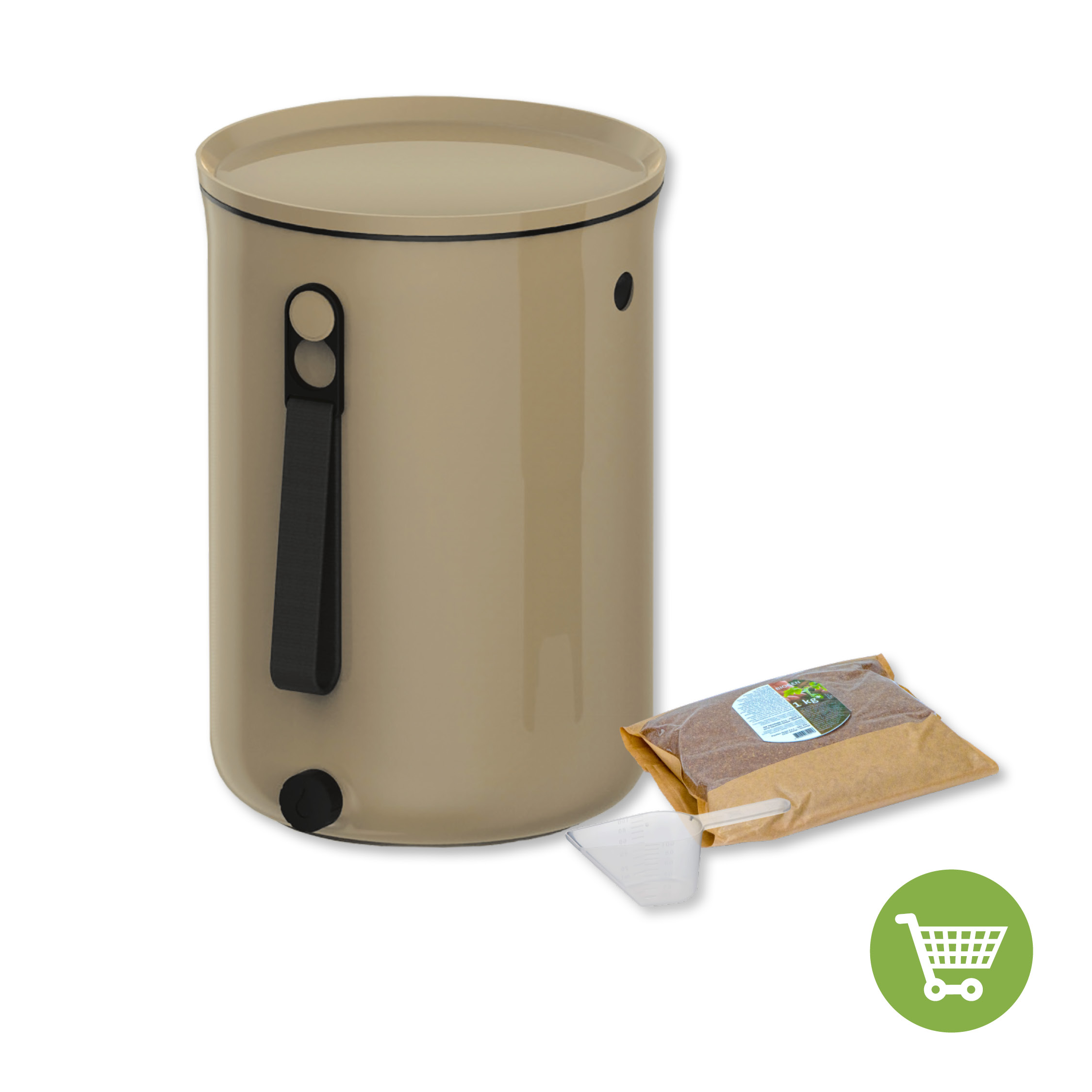 Skaza Bokashi Organko 2 kompostnik (9,6 L) + posip 1 kg, Kapučino